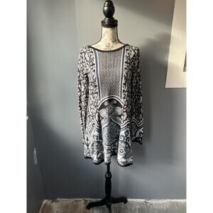 Style & Co multi patterned boho mandala long sleeve sweater Mini dress